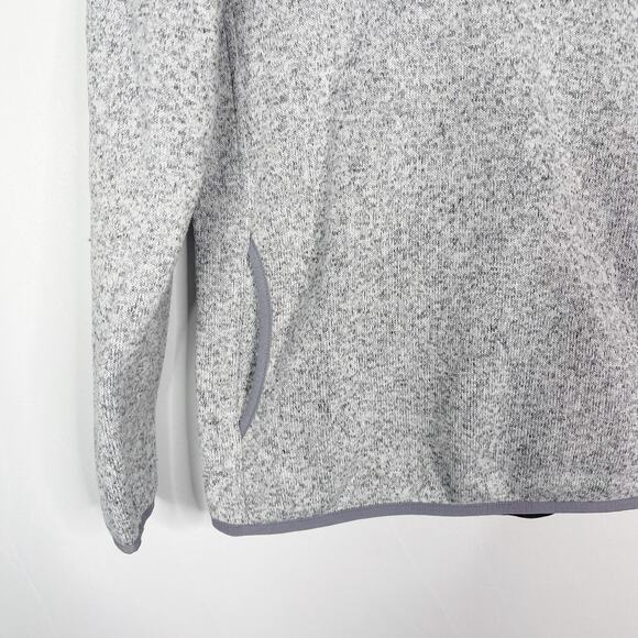 LL Bean Womens Small Pewter Gray Sweater Fleece Pullover Snap Regular Pockets - Picture 4 of 11